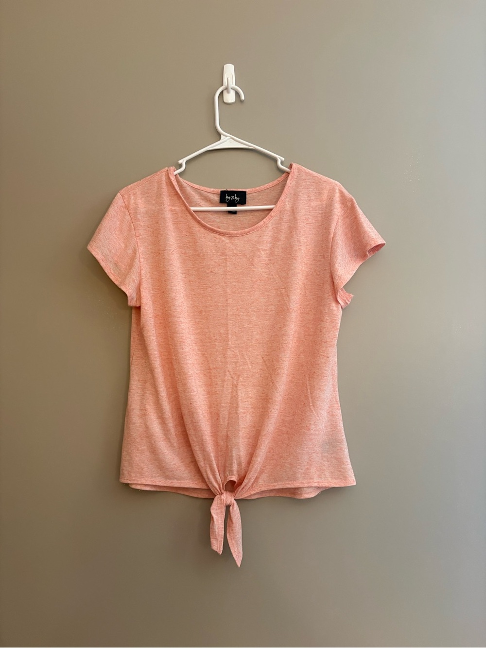 by & by Coral Pink Short Sleeve Tie-Front Tee